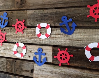 Nautical Party Garland - Nautical Garland Nautical Party Decorations Ahoy Its A Boy Nautical Baby Shower Decorations Birthday Baby Sprinkle