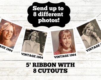 Personalized Photo Birthday Banner, Custom Face Banner, 5ft