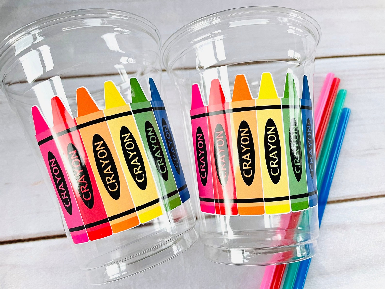 Art Party Cups Crayon Party Cups Art Decorations Happy Etsy