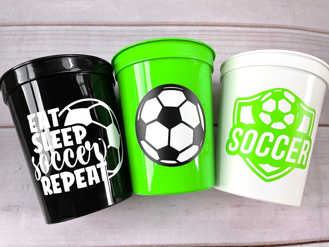 Soccer Party Cups Reusable 16oz Stadium Cups Soccer Favors Soccer Party