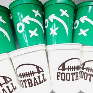 Football Party Cups Reusable 16oz Stadium Cups Football Favors Gameday Party Cups Football Party Decorations Football