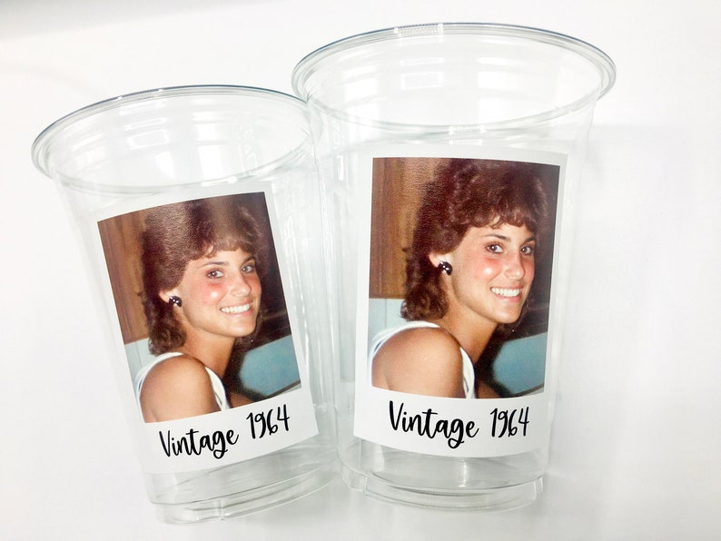Custom plastic cups, personalized Party cups, Personalized 60th Birthday, Custom face Cups, Custom face party decorations, Vintage 60th image 7