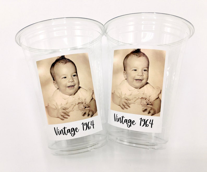 Custom plastic cups, personalized Party cups, Personalized 60th Birthday, Custom face Cups, Custom face party decorations, Vintage 60th image 5