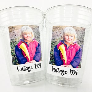 Custom plastic cups, Personalized Party cups, Personalized 30th Birthday, Custom face Cups, Custom face party decorations, Vintage 30th image 2