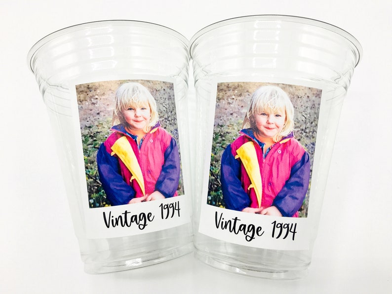 Custom plastic cups, Personalized Party cups, Personalized 30th Birthday, Custom face Cups, Custom face party decorations, Vintage 30th image 2