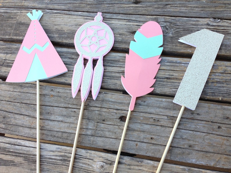 Tribal Party Center Pieces Tribal Center Pieces Tribal Birthday Decorations Teepee Party Happy Birthday Tribal Party Decorations