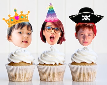 Personalized Photo Cupcake Toppers, Custom Birthday Party Favors