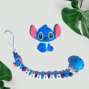 Attache tétine Stich, attache sucette Stich, lilo et stich, stitch silicone