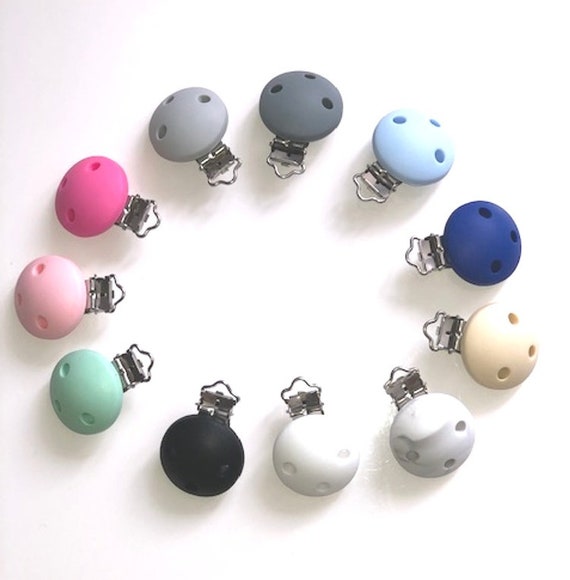 Pince // Clip en silicone attache tétine passant boucle Dinosaure : Turquoise