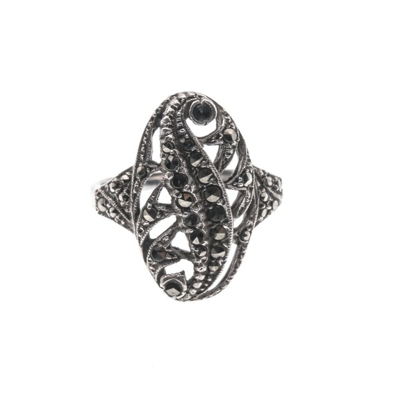 Art Deco Sterling Silver Marcasite Ring