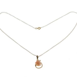 Coral Reef - Vintage 14K Gold Angel Skin Coral Carved Rose Pendant & Chain