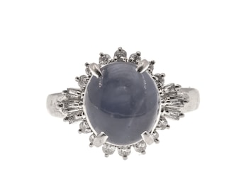 Mystical Star - Vinatge Platinum Star Sapphire & Diamond Ring