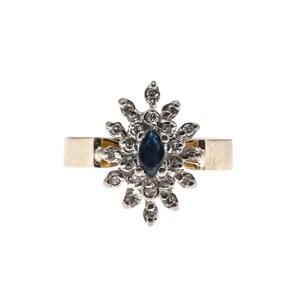 Marquise Contrast - Vintage 10K Gold Sapphire & Diamond Marquise Cluster Ring