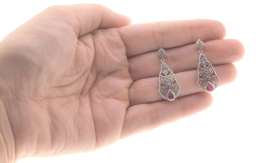 Colour Rush - Estate Sterling Silver Ruby Filigre… - image 6