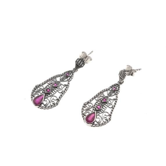 Colour Rush - Estate Sterling Silver Ruby Filigre… - image 2