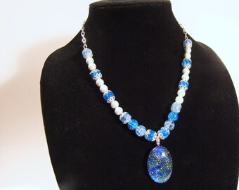Light Sapphire Pendant Necklace with Theme Matched Bracelet and Matching Earrings - Ships Worldwide