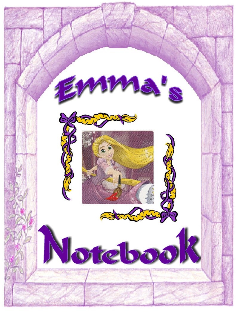 Journal Camp Disney Rapunzel Tangled Inspired Personalized Spiral Notebook 1 Subject wide or college ruled perforated pages Back to School