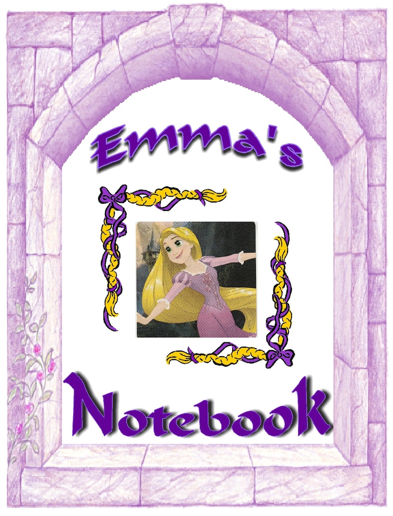 Journal Camp Disney Rapunzel Tangled Inspired Personalized Spiral Notebook 1 Subject wide or college ruled perforated pages Back to School