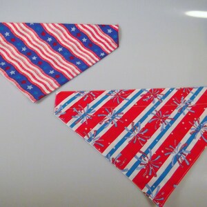 Dog Bandana Over the Collar Small Medium Large Fourth 4th of July Fireworks Patriotic Pet Neckwear Accessory Red White Blue Stars Stripes