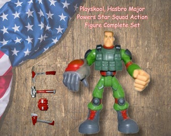 Major Powers Star Squad Action Figure with All Accessories, Playskool Hasbro 2002, Military Rescue Toy, Poseable Figure