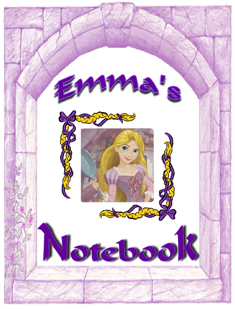 Journal Camp Disney Rapunzel Tangled Inspired Personalized Spiral Notebook 1 Subject wide or college ruled perforated pages Back to School