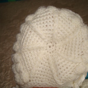 Vintage Infant White Crochet Sweater and Bonnet Set from the 1960's From a Smoke-Free Home Will Ship Worldwide image 4