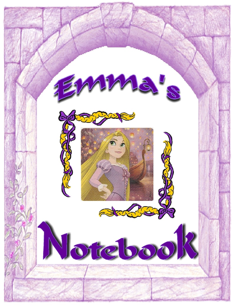 Journal Camp Disney Rapunzel Tangled Inspired Personalized Spiral Notebook 1 Subject wide or college ruled perforated pages Back to School