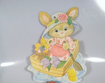 vintage Easter Die Cut Cardboard Decoration Bunny Wearing Hat in Rowboat Eggs Vintage Easter Die Cut Cardboard Decoration Bunny Wearing Hat in Rowboat Eggs vintage Easter Die Cut Cardboard Decoration Bunny Wearing Hat in Rowboat Eggs vintage Easter