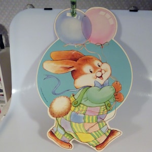 Globos de conejito de Pascua vintage con saludos estadounidenses, decoración de cartón troquelado grande