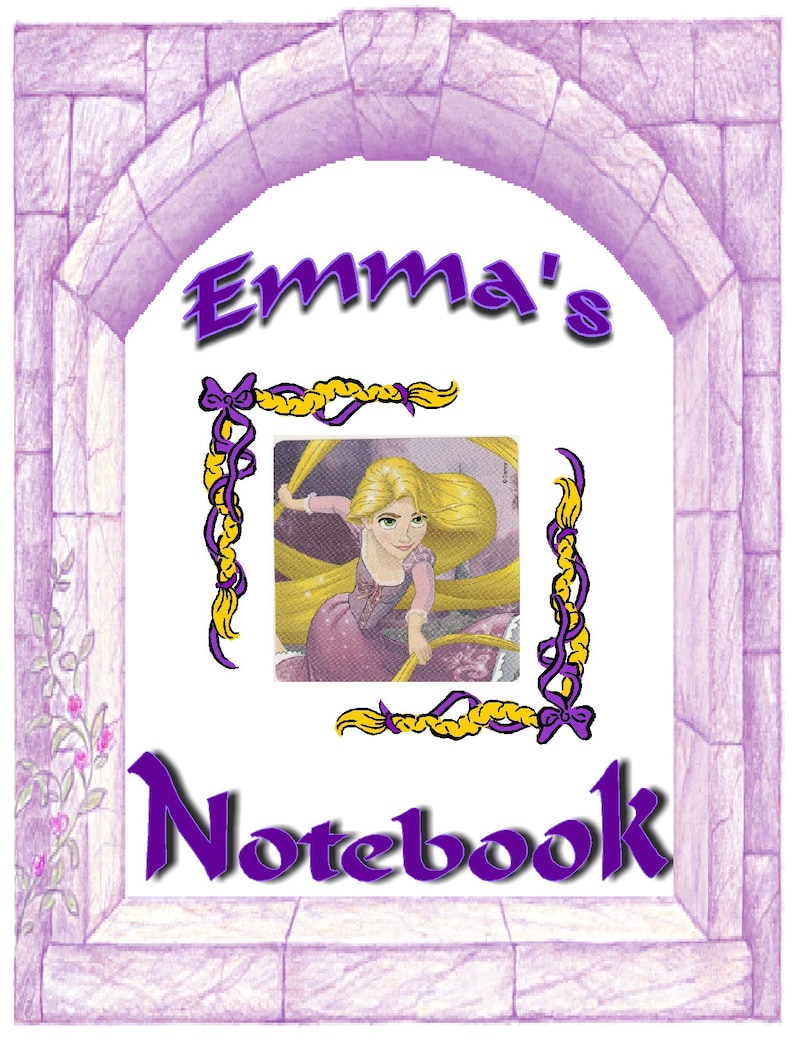 Journal Camp Disney Rapunzel Tangled Inspired Personalized Spiral Notebook 1 Subject wide or college ruled perforated pages Back to School