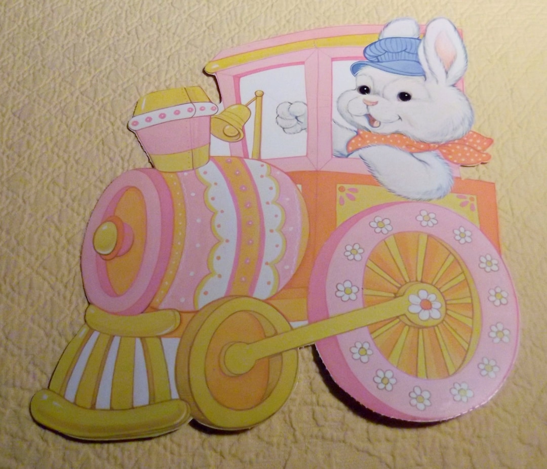 Vintage Easter Die Cut Cardboard Decoration Bunny Rabbit Engineer in