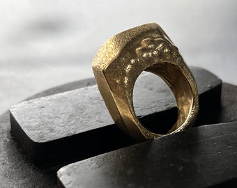 GOLD STONE  Gold plated silver ring /  IH  Original unique piece