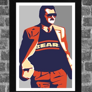 Chicago Mike Ditka Portrait Sports Bears Print Art 11x17 inches