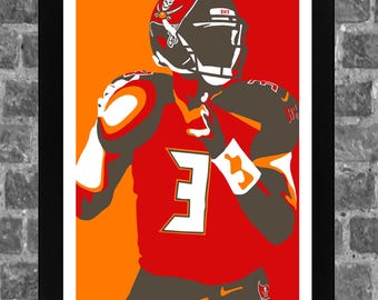 Tampa Bay Jameis Winston Portrait Buccaneers Sports Print Art 11x17 inches