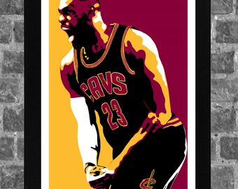 Cleveland Cavaliers Lebron James Portrait Sports Print Art 11x17