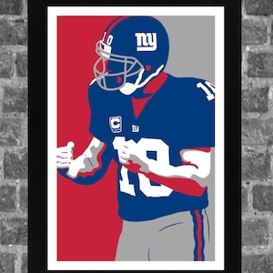 New York Eli Manning Portrait Sports Print Art 11x17