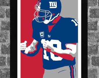New York Eli Manning Portrait Sports Digital Art 11x17