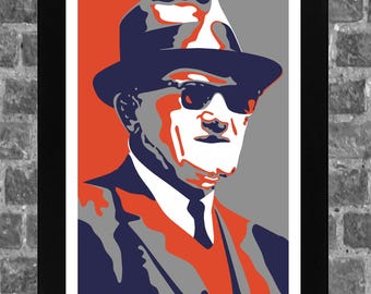 Chicago George Halas Football Coach Papa Bear Portrait Sports Print Art 11x17 inches