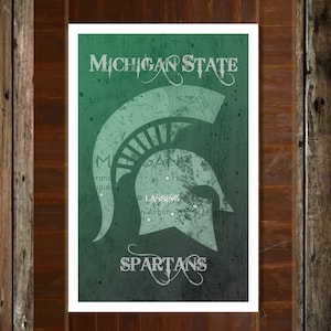 Lansing Michigan State Map Topographical Sports Print Art 11x17