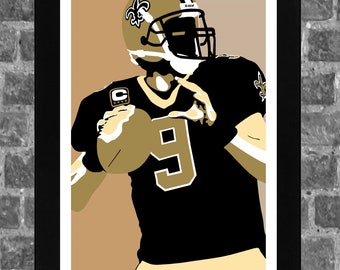 New Orleans Drew Brees Portrait Sports Print Art 11x17