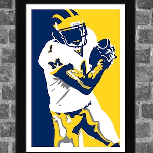 Michigan Wolverines Braylon Edwards Portrait Sports Print Art 11x17 inches