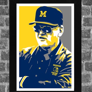 Michigan Wolverines Bo Schembechler Portrait Sports Print Art 11x17 inches