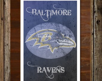 Baltimore Maryland Map Topographical Sports Print Art 11x17