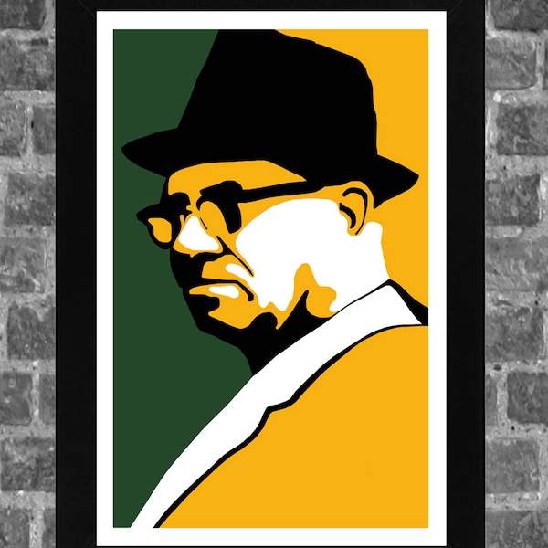 Green Bay Vince Lombardi Portrait Sports Print Art 11x17