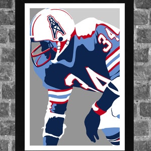 Houston Earl Campbell Portrait Sports Print Art 11x17