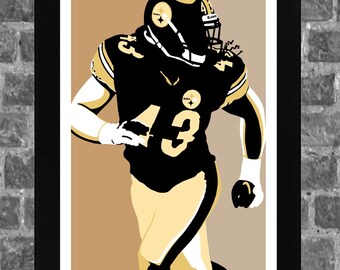 Pittsburgh Troy Polamalu Portrait Sports Print Art Steelers 11x17 inches