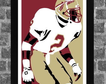 Florida State Deion Sanders Portrait Sports Print Art 11x17