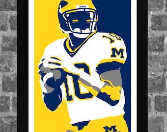 Michigan Wolverines Tom Brady Portrait Sports Print Art 11x17 inches