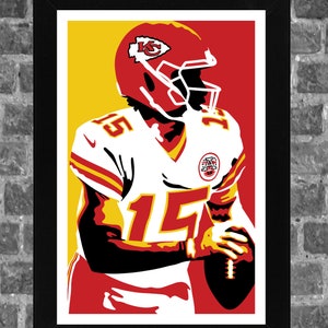 Kansas City Chiefs Patrick Mahomes Portrait Sports Poster Art 11x17 inches