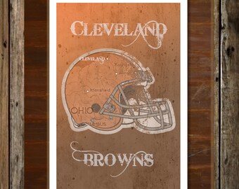 Cleveland Ohio Map Topographical Sports Print Art 11x17